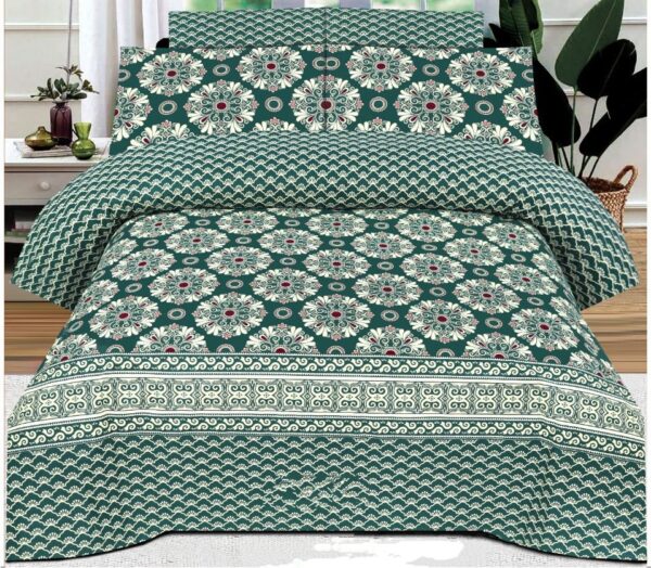 SSA-04: Green Floral Bed Sheet Set