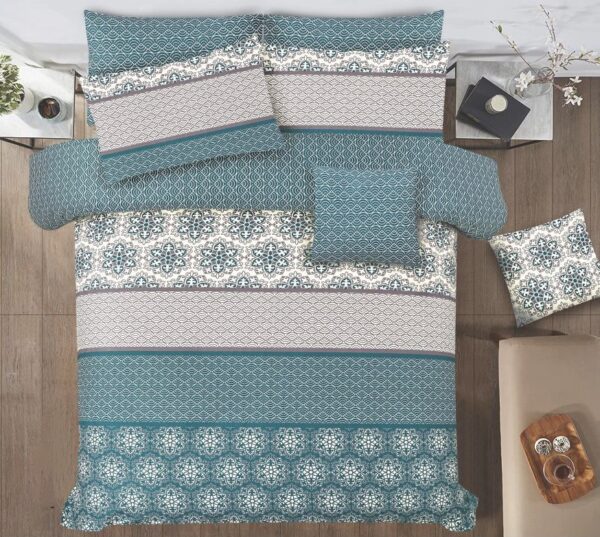 SSA-06:Teal and Grey single Bed Sheet